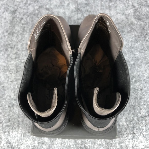 Clarks Boots Womens Size 8 Gray Ankle Leather Chelsea Elastic EU 39‎ 26110786 - Picture 8 of 15